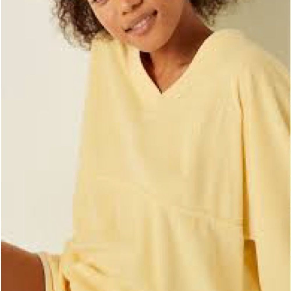 Victoria’s Secret Pink Varsity Terry Cloth V Neck Oversized Pullover Yellow - Picture 8 of 12